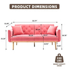 Minimalistisches Samtsofa mit Polsterung, getufteter Rückenlehne, Metallfüßen und Doppelsitz, als Schlafsofa fürs Wohnzimmer