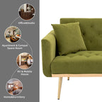 Minimalistisches Samtsofa mit Polsterung, getufteter Rückenlehne, Metallfüßen und Doppelsitz, als Schlafsofa fürs Wohnzimmer