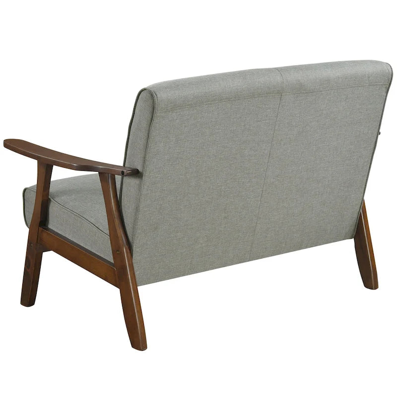 CraftPorch wengefa, századközép-modern stílusú lenvászon kétszemélyes kanapé