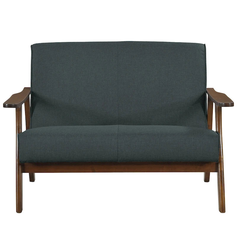 CraftPorch wengefa, századközép-modern stílusú lenvászon kétszemélyes kanapé