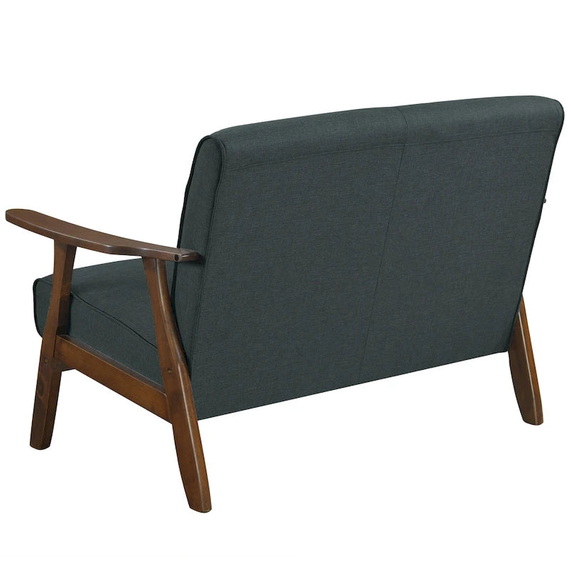 CraftPorch wengefa, századközép-modern stílusú lenvászon kétszemélyes kanapé