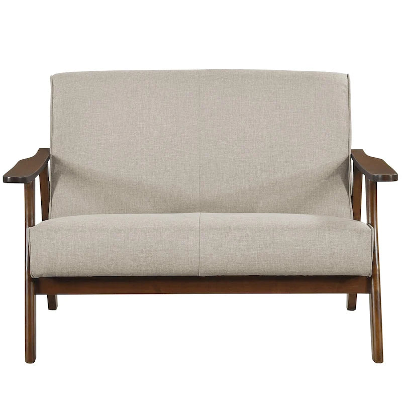 CraftPorch wengefa, századközép-modern stílusú lenvászon kétszemélyes kanapé