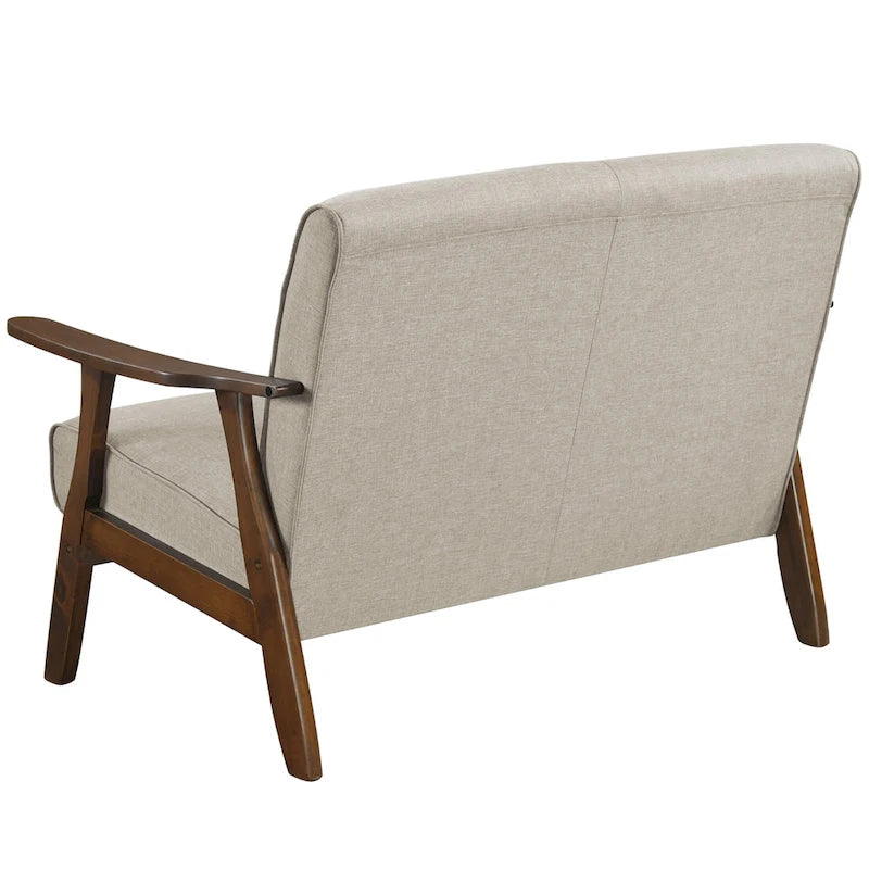CraftPorch wengefa, századközép-modern stílusú lenvászon kétszemélyes kanapé