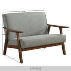 CraftPorch wengefa, századközép-modern stílusú lenvászon kétszemélyes kanapé