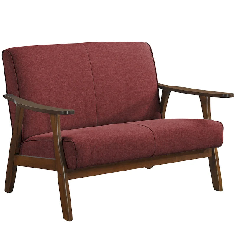 CraftPorch wengefa, századközép-modern stílusú lenvászon kétszemélyes kanapé