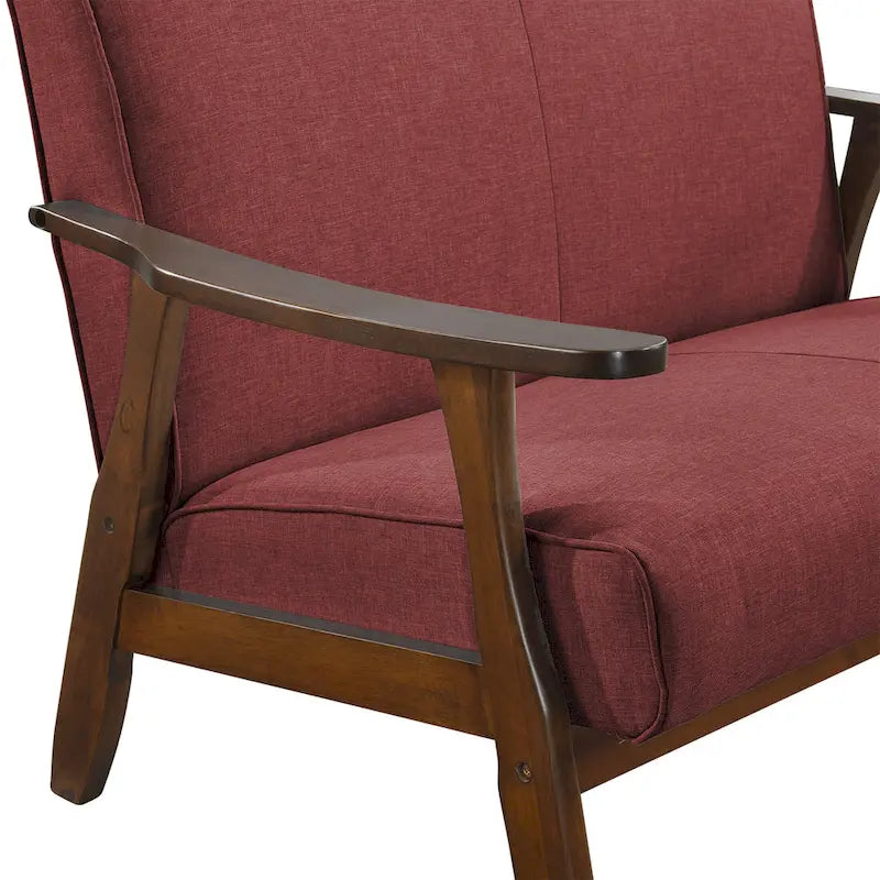 CraftPorch wengefa, századközép-modern stílusú lenvászon kétszemélyes kanapé