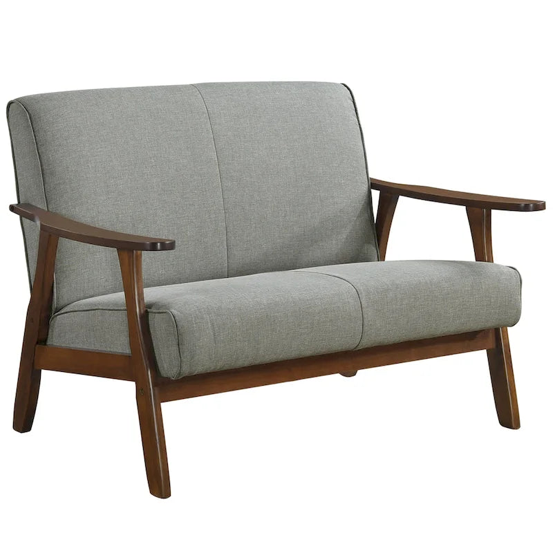 CraftPorch wengefa, századközép-modern stílusú lenvászon kétszemélyes kanapé