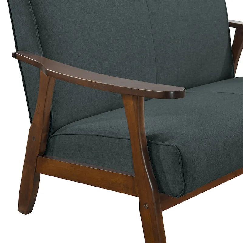 CraftPorch wengefa, századközép-modern stílusú lenvászon kétszemélyes kanapé