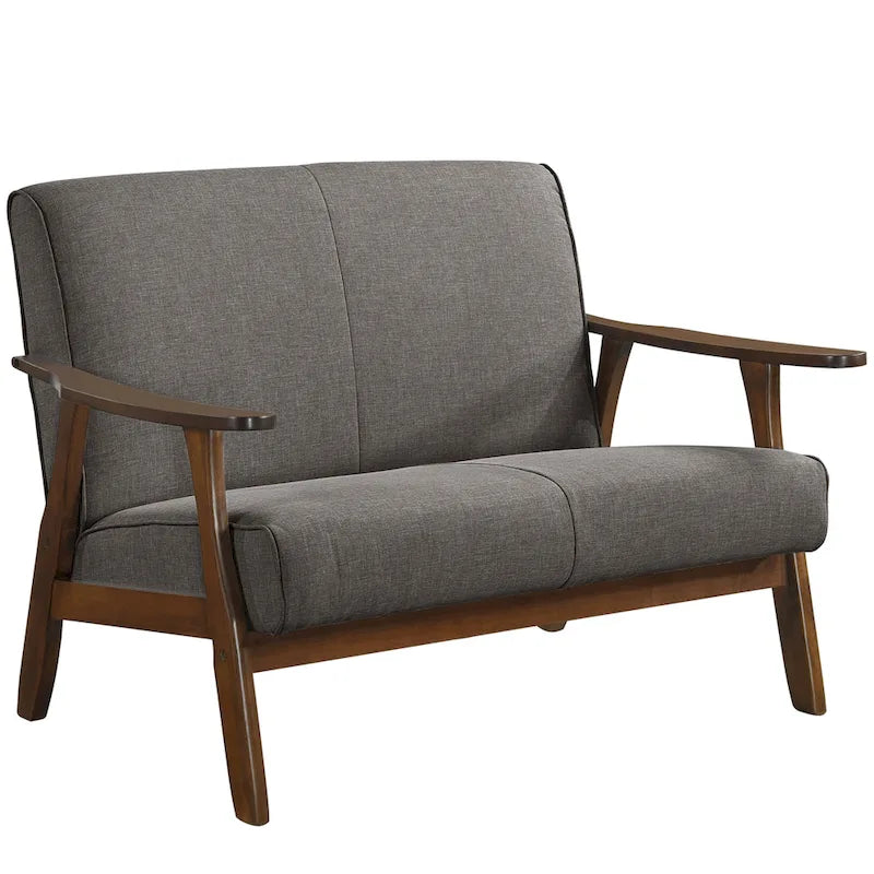 CraftPorch wengefa, századközép-modern stílusú lenvászon kétszemélyes kanapé