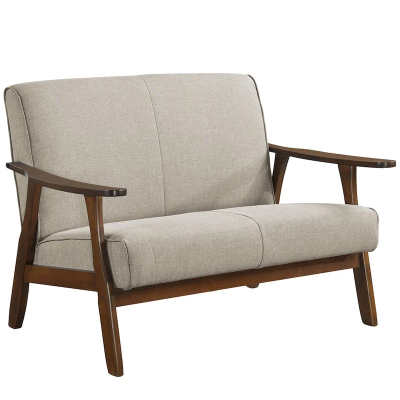 CraftPorch wengefa, századközép-modern stílusú lenvászon kétszemélyes kanapé