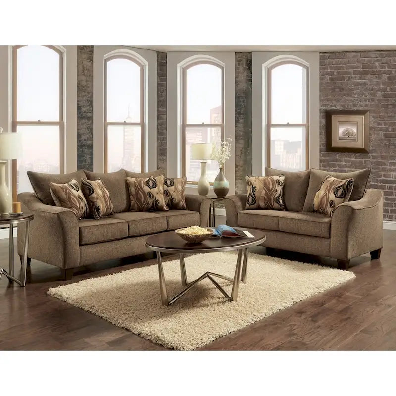 Roundhill Furniture Camero szövet, párnázott háttámlájú kanapé- és kétszemélyeskanapé-garnitúra