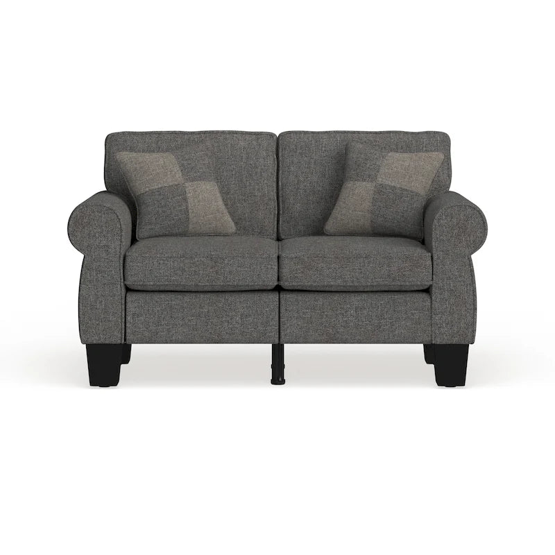 Nele moderner gepolsterter Zweisitzer aus Leinenstoff von Furniture of America