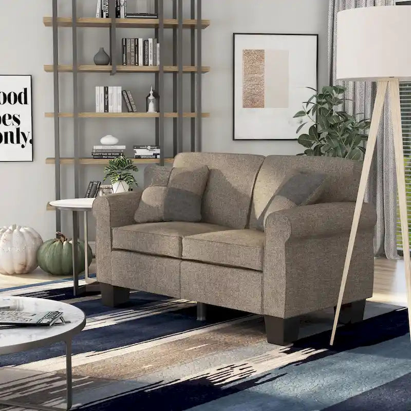 Nele moderner gepolsterter Zweisitzer aus Leinenstoff von Furniture of America