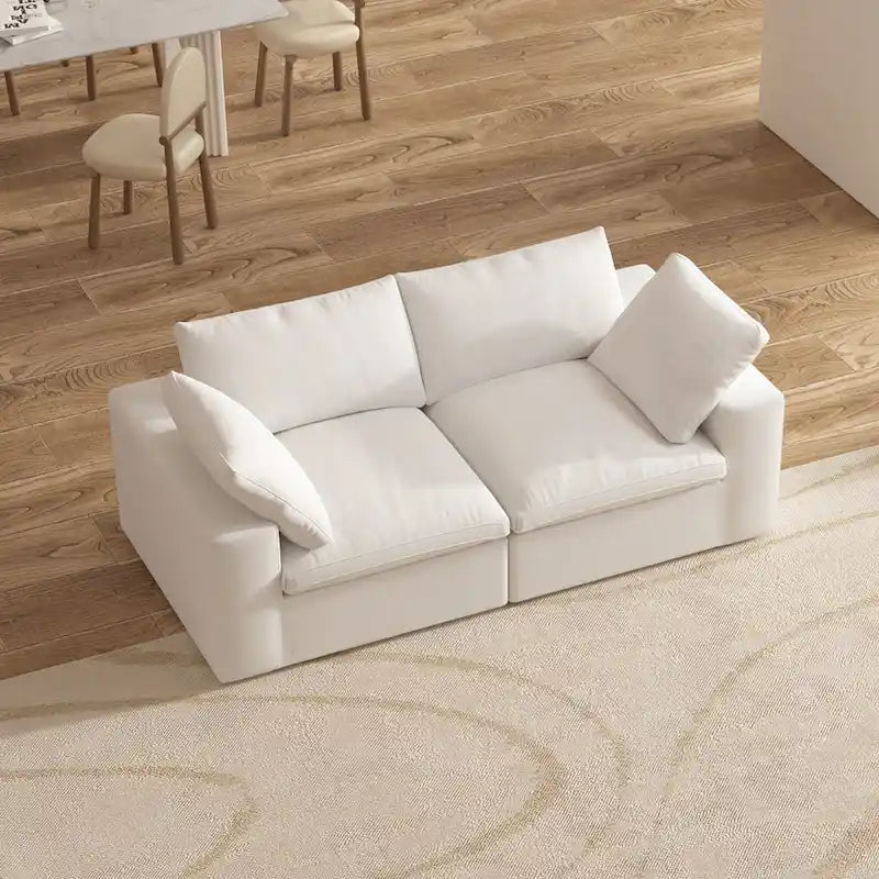 80 leinenbezogenes Zweisitzersofa als Ecksofa