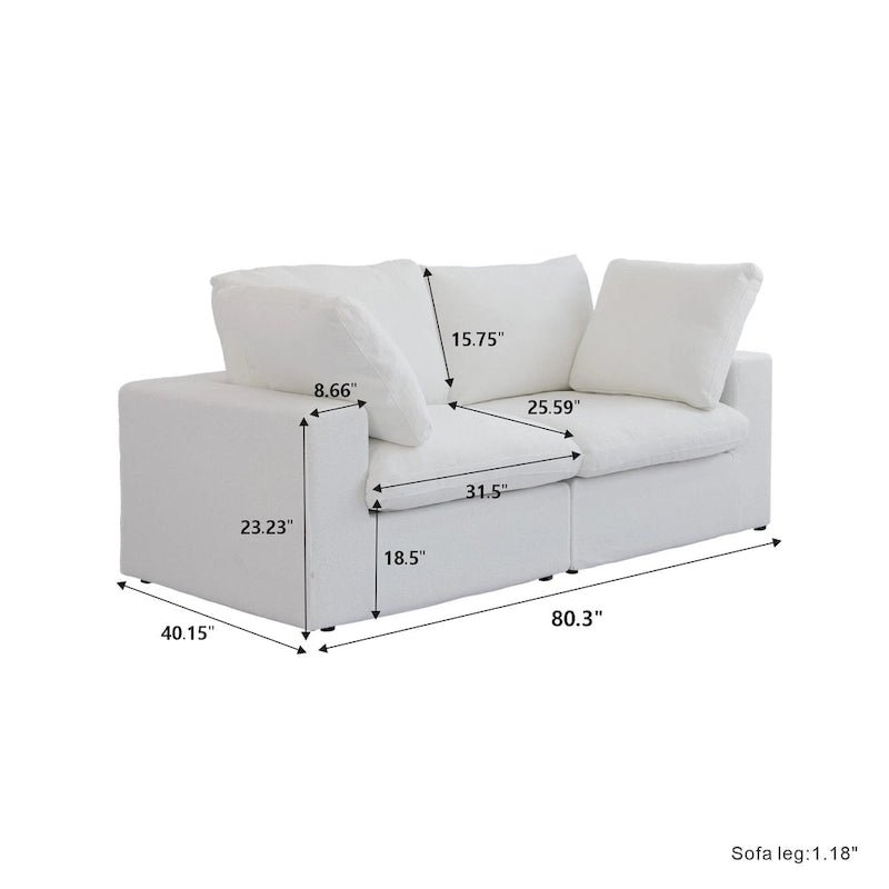 80 leinenbezogenes Zweisitzersofa als Ecksofa