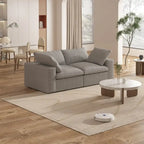 80 leinenbezogenes Zweisitzersofa als Ecksofa