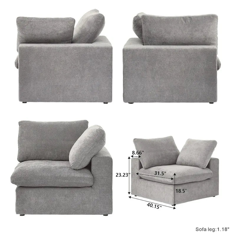 80 leinenbezogenes Zweisitzersofa als Ecksofa