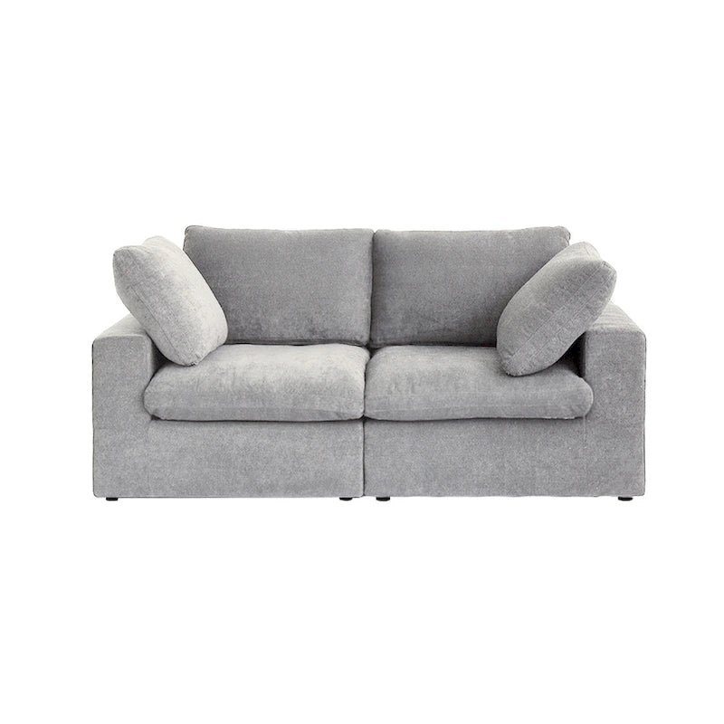 80 leinenbezogenes Zweisitzersofa als Ecksofa