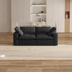 80 leinenbezogenes Zweisitzersofa als Ecksofa