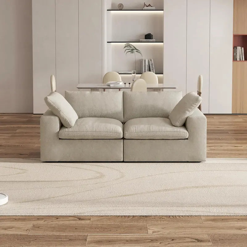 80 leinenbezogenes Zweisitzersofa als Ecksofa