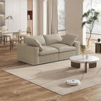 80 leinenbezogenes Zweisitzersofa als Ecksofa