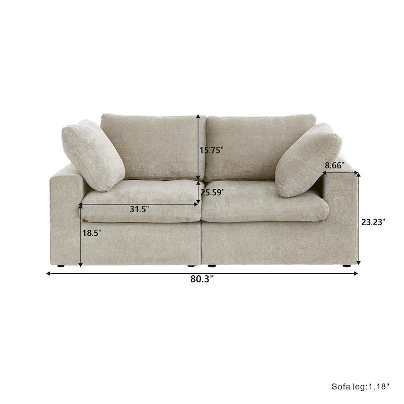 80 leinenbezogenes Zweisitzersofa als Ecksofa