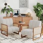 Krzesła dekoracyjne z rattanu, tapicerowane krzesło z naturalnego rattanu w stylu mid-century modern, lniane krzesła boczne z podłokietnikami do salonu i sypialni
