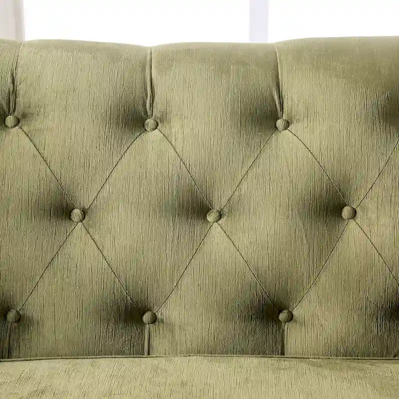 Olie Übergangs-Wohnzimmer-Set von Furniture of America, 2-teilig, grün, aus Mikrofaser mit geschwungenen Armlehnen