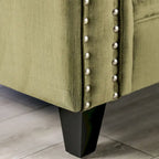 Olie Übergangs-Wohnzimmer-Set von Furniture of America, 2-teilig, grün, aus Mikrofaser mit geschwungenen Armlehnen