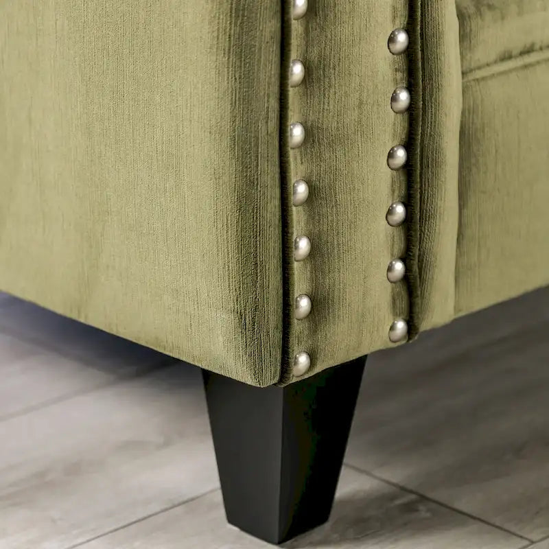 Olie Übergangs-Wohnzimmer-Set von Furniture of America, 2-teilig, grün, aus Mikrofaser mit geschwungenen Armlehnen
