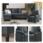 3-teiliges Wohnzimmer-Ecksofa-Set mit Sessel und Hocker