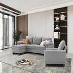 3-teiliges Wohnzimmer-Ecksofa-Set mit Sessel und Hocker
