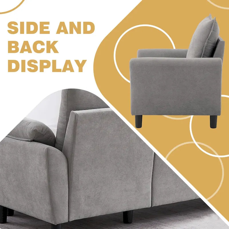 3-teiliges Wohnzimmer-Ecksofa-Set mit Sessel und Hocker
