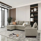3-teiliges Wohnzimmer-Ecksofa-Set mit Sessel und Hocker