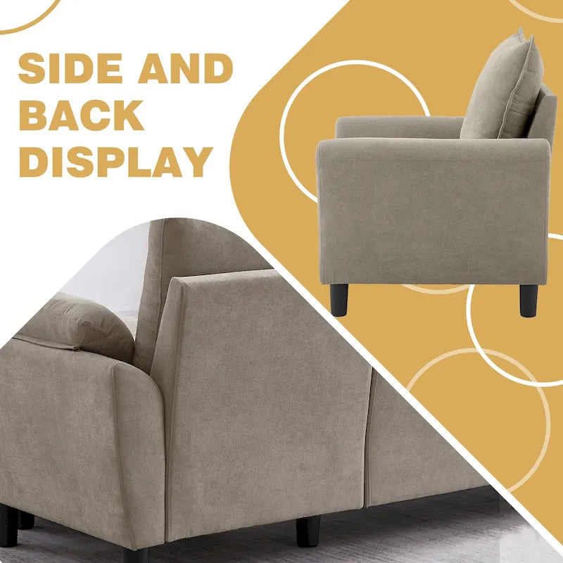 3-teiliges Wohnzimmer-Ecksofa-Set mit Sessel und Hocker