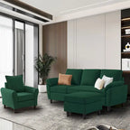 3-teiliges Wohnzimmer-Ecksofa-Set mit Sessel und Hocker