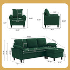 3-teiliges Wohnzimmer-Ecksofa-Set mit Sessel und Hocker