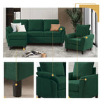 3-teiliges Wohnzimmer-Ecksofa-Set mit Sessel und Hocker