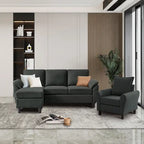 3-teiliges Wohnzimmer-Ecksofa-Set mit Sessel und Hocker