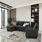 3-teiliges Wohnzimmer-Ecksofa-Set mit Sessel und Hocker