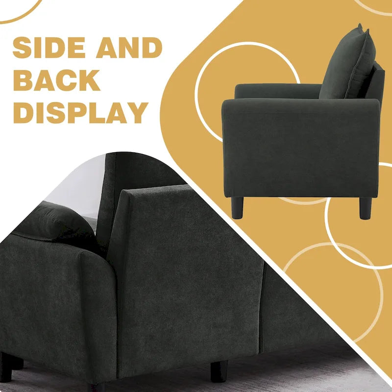 3-teiliges Wohnzimmer-Ecksofa-Set mit Sessel und Hocker