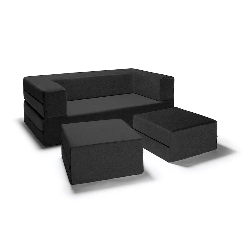 Ensemble causeuse-lit convertible Jaxx Zipline format grand lit et pouf