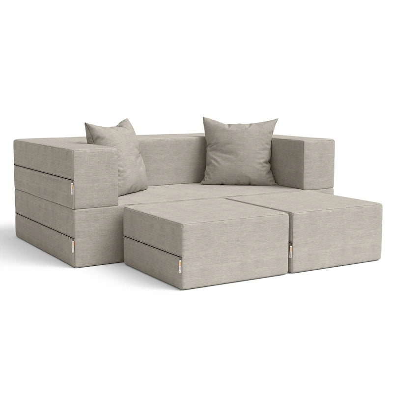 Ensemble causeuse-lit convertible Jaxx Zipline format grand lit et pouf