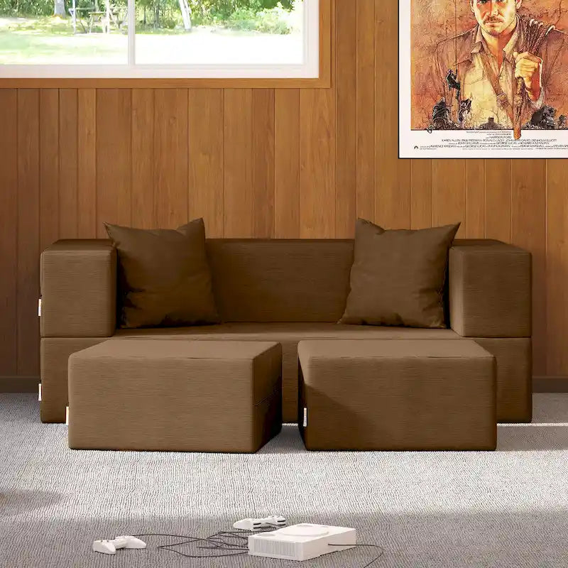Ensemble causeuse-lit convertible Jaxx Zipline format grand lit et pouf