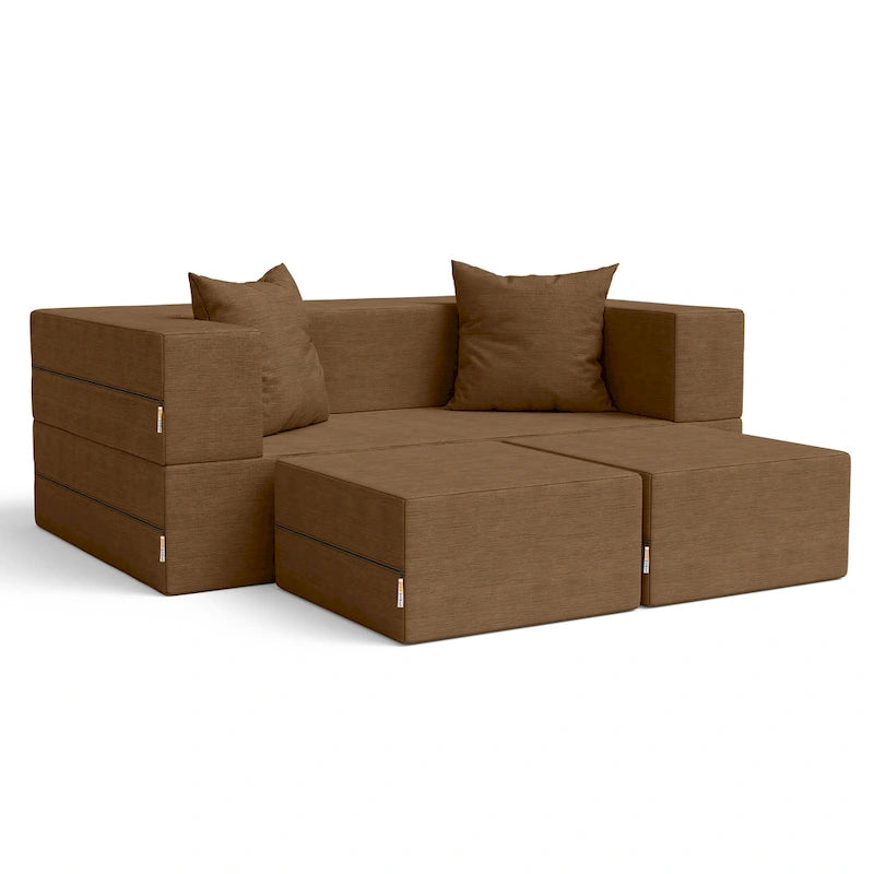 Ensemble causeuse-lit convertible Jaxx Zipline format grand lit et pouf