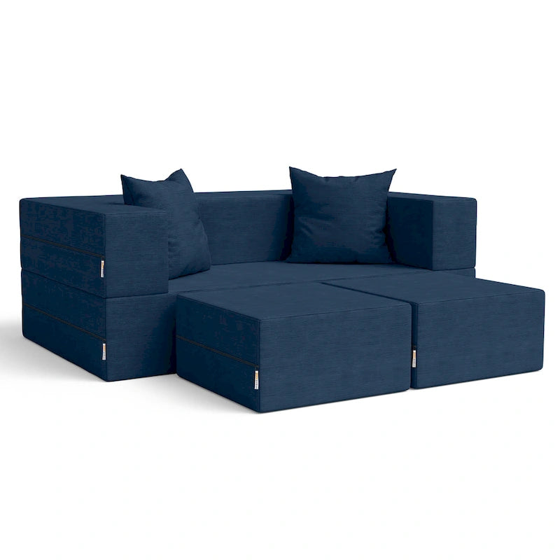 Ensemble causeuse-lit convertible Jaxx Zipline format grand lit et pouf