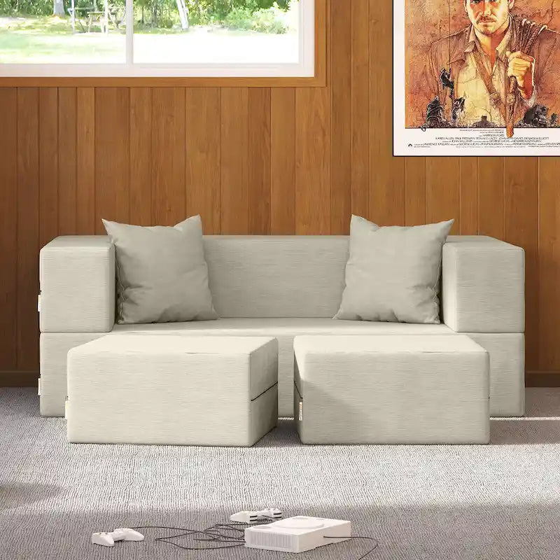 Ensemble causeuse-lit convertible Jaxx Zipline format grand lit et pouf