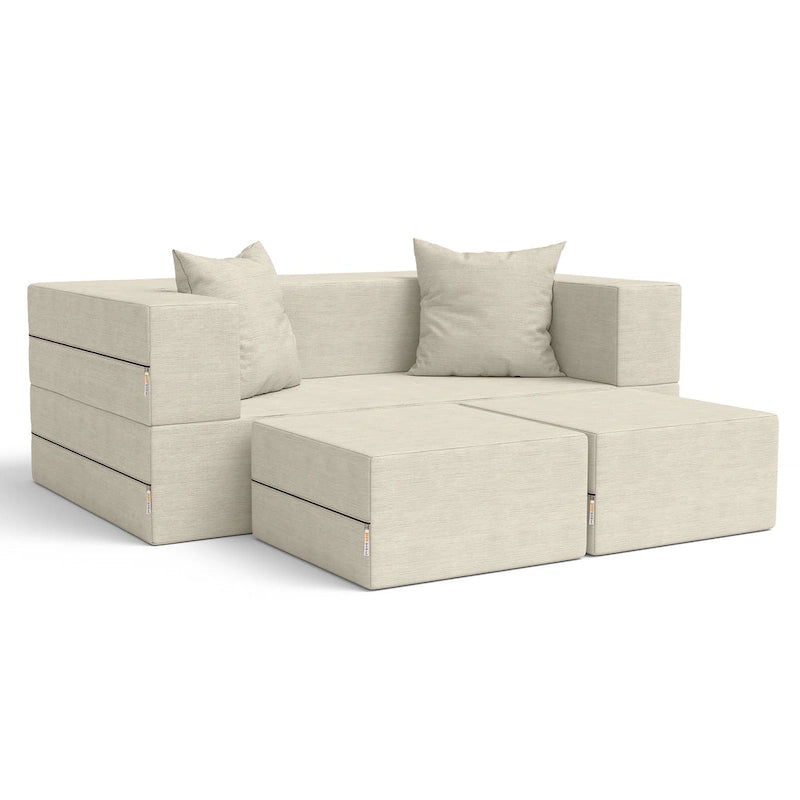 Ensemble causeuse-lit convertible Jaxx Zipline format grand lit et pouf