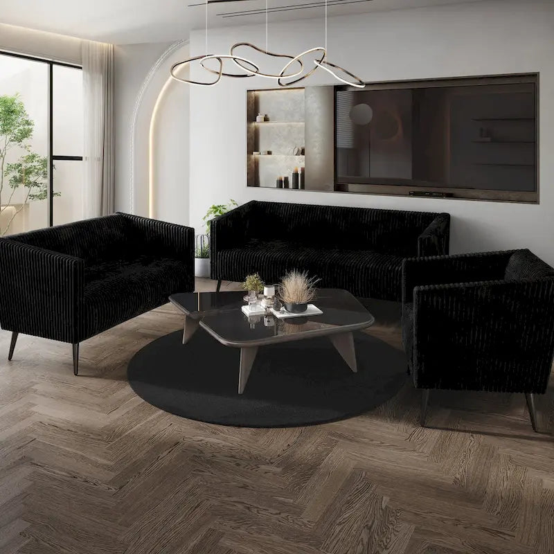 Set da soggiorno CraftPorch, 3 pezzi, moderno in velluto a coste e imbottito in velluto glamour