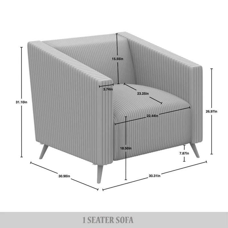 Set da soggiorno CraftPorch, 3 pezzi, moderno in velluto a coste e imbottito in velluto glamour